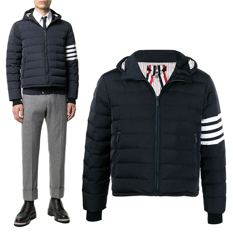 톰 브라운 남성 패딩 25FW 톰브라운 사선 트윌 다운 패딩 MJD087X - Thom Browne