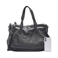 블랙 카프스킨 로고 여성 숄더백  썸네일 5