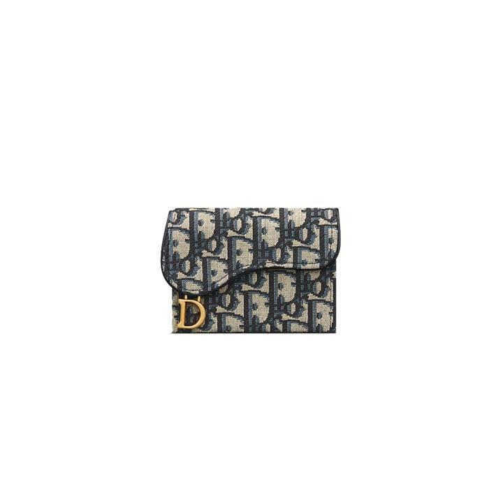 디올 새들 자스민 포켓 카드지갑 오블리크 자카드 블루 S5644CTZQ M928 - Christian Dior