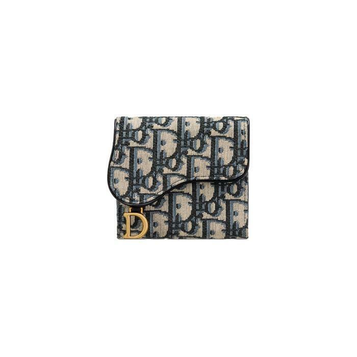 디올 새들 로투스 반지갑 오블리크 자카드 블루 S5652CTZQ M928 - Christian Dior