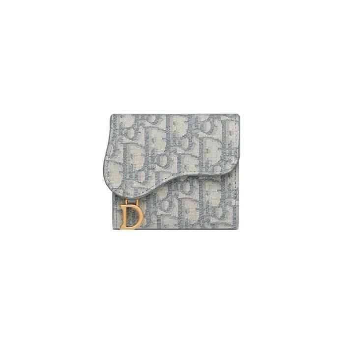 디올 새들 로투스 반지갑 오블리크 자카드 그레이 S5652CTZQ M932 - Christian Dior
