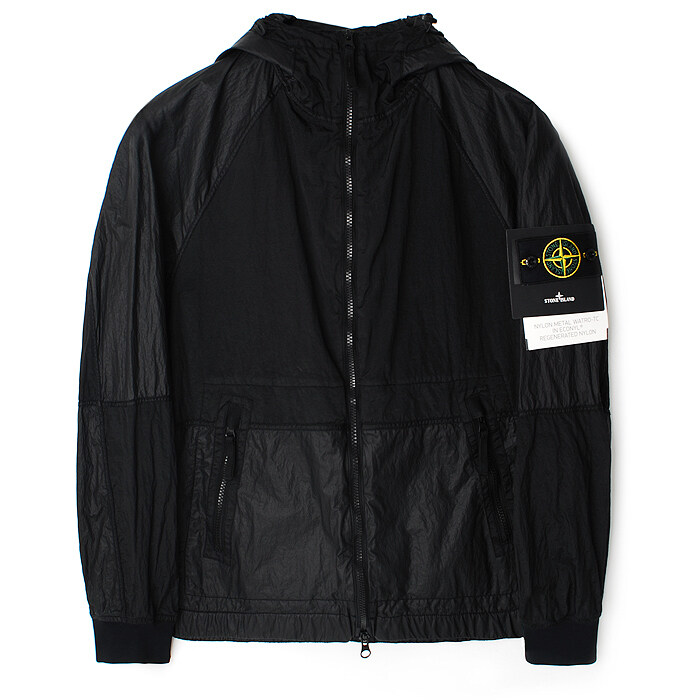 24SS 스톤 나일론메탈 후드 바람막이 블랙 801542020 V0029 - Stone Island