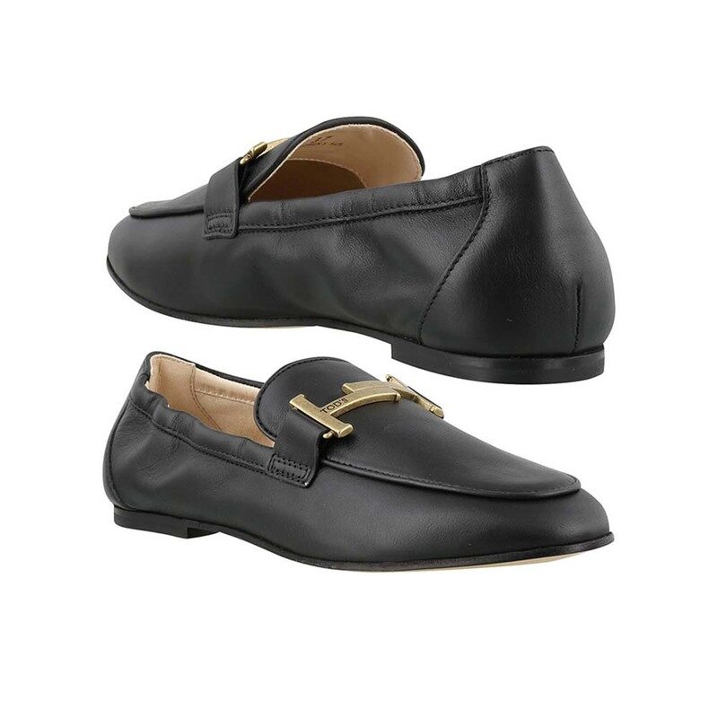 25FW 여성 금장 더블 T 로퍼 블랙 XXW79A0DE70 MID B999 - Tods