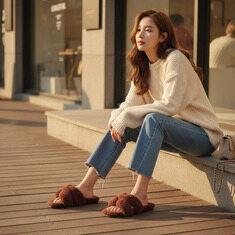 에르메스 오란 샌들 양털 시어링 여성 슬리퍼 H212178ZH 썸네일 7