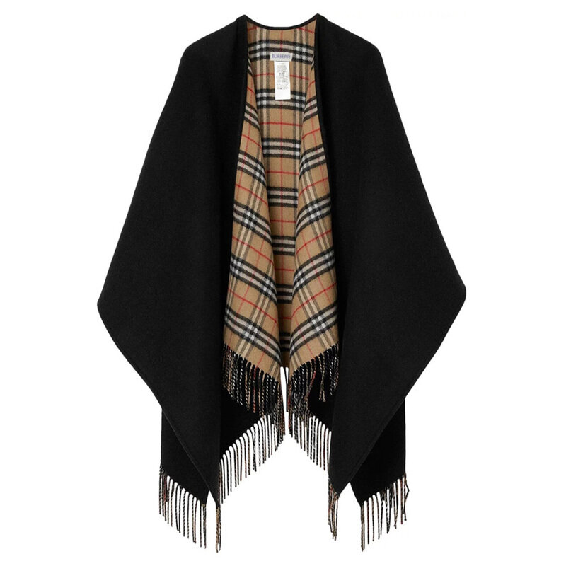 버버리 25FW 빈티지 체크 리버서블 케이프 블랙 8077897 - Burberry