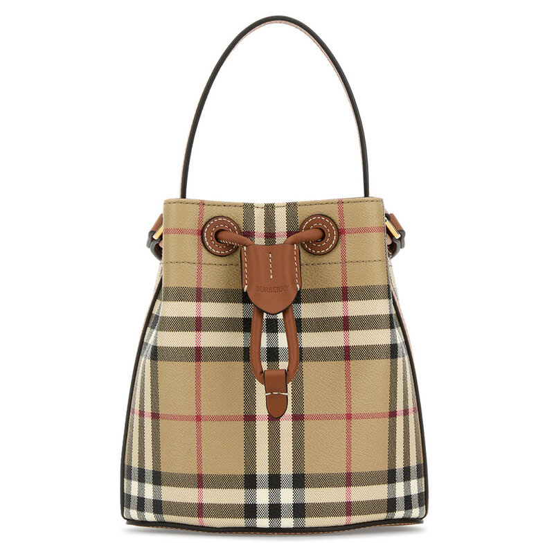 버버리 25FW 빈티지 체크 미니 드로스트링 버킷백 브라이어브라운 8109794 - Burberry