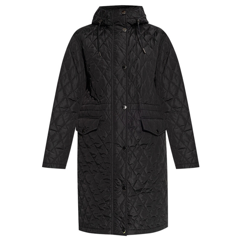 버버리 25FW HILLGATE 퀄팅 후드 드로우스트링 코트 블랙 8110325 - Burberry