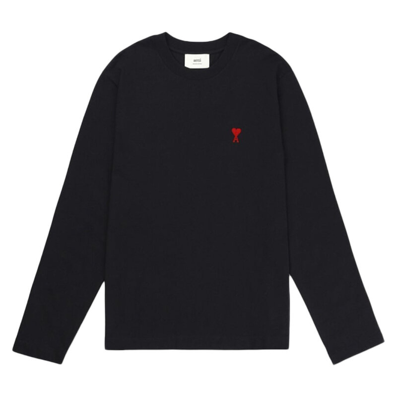 아미 25FW 여성 스몰 하트 로고 롱슬리브 블랙 BFUTS235 724 001 - Ami