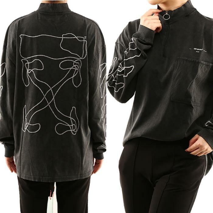 오프화이트 여성 반집업 긴팔 티셔츠 그레이 OMAB031F191850111001 - Off White