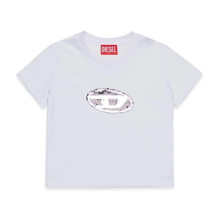 25FW 디젤키즈 시퀸스 로고 반팔티셔츠 J02371 KYAUN K100 - Diesel