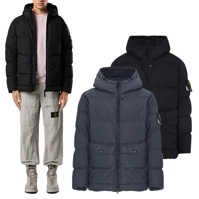 스톤 아일랜드 남성 패딩 25FW 스톤아일랜드 크링클랩스 후드 다운 패딩 K2S154100011S0A23 - Stone Island