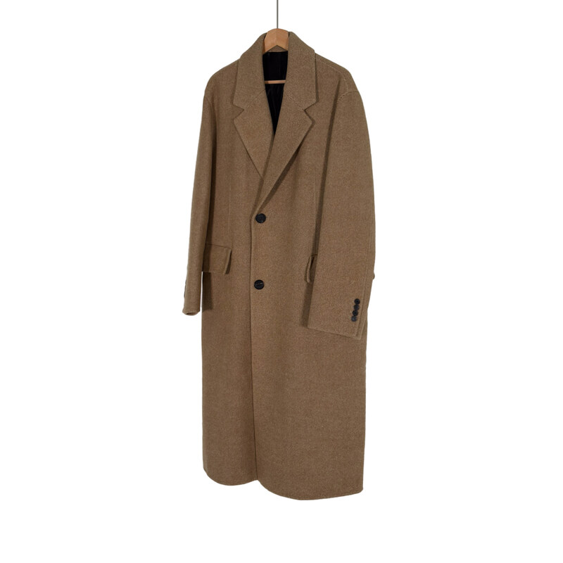 [중고명품비아르] [46] 솔리드옴므 남성 20fw 트윌 울 싱글 롱 코트 베이지 - Solidhomme