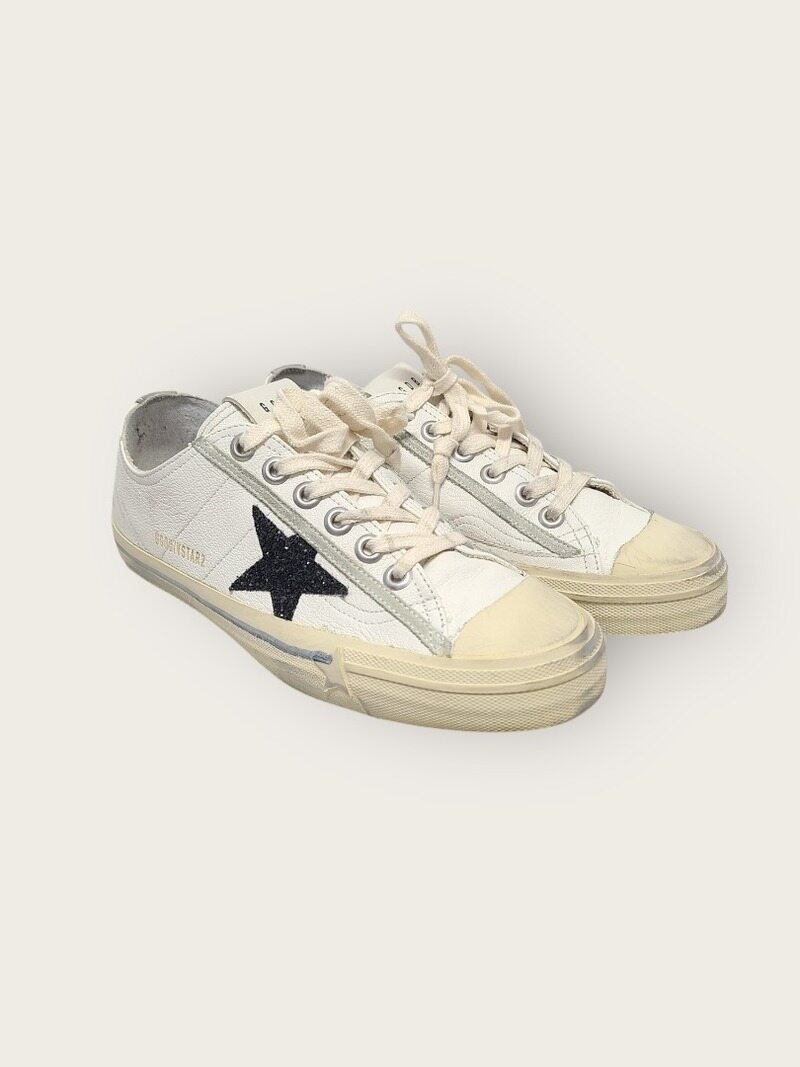 [중고명품/루이스잇] 39 / 골든구스 X 화이트 블랙 로고 비스타 글리터 스니커즈 - Golden Goose