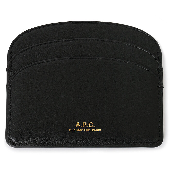22FW 아페쎄 로고 하프문 카드지갑 블랙 PXAWV F63270 LZZ - A.P.C.