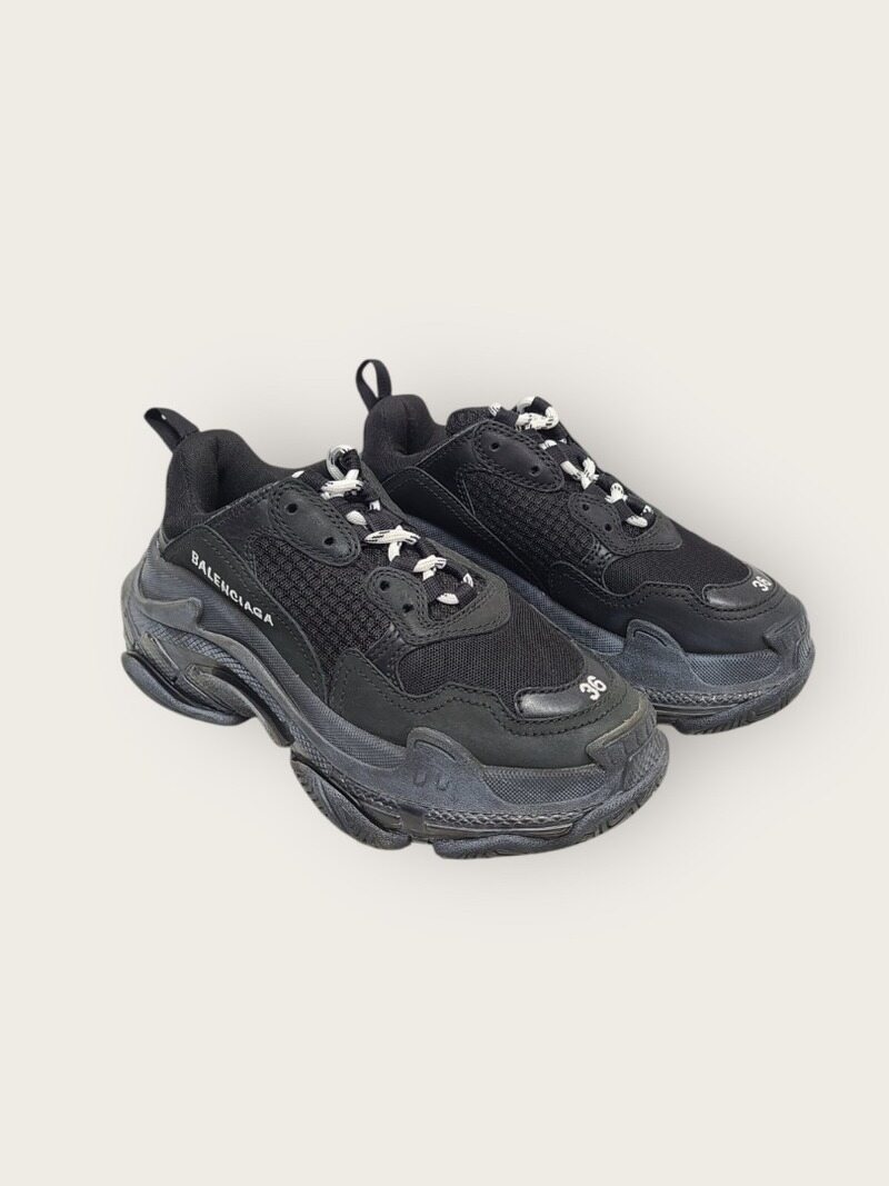 [중고명품/루이스잇] 36 / 발렌시아가 더티블랙 클리어솔 트리플S 스니커즈 - Balenciaga