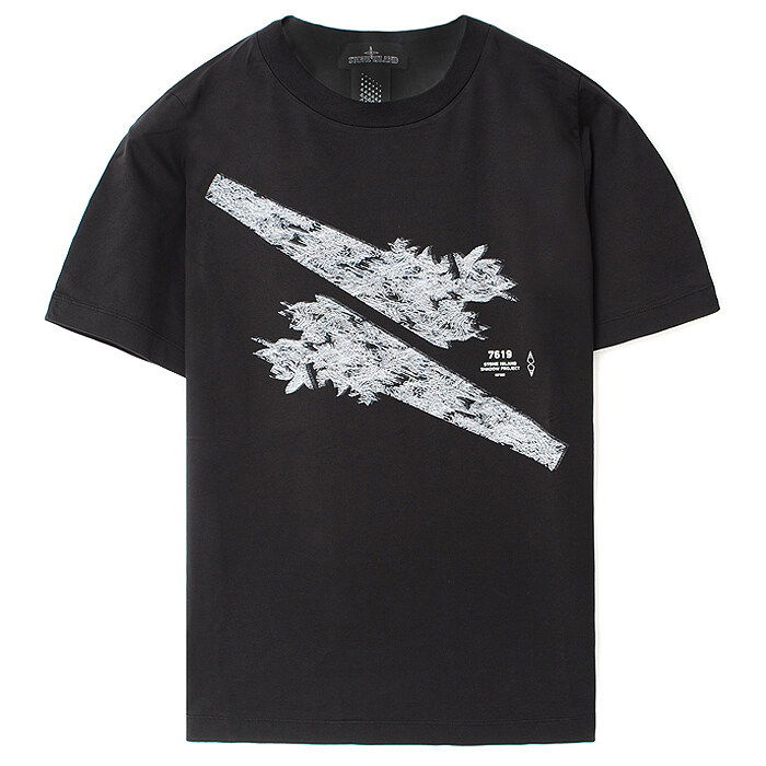 22SS 스톤 쉐도우 라운드 반팔티 블랙 76192012B V2029 - Stone Island