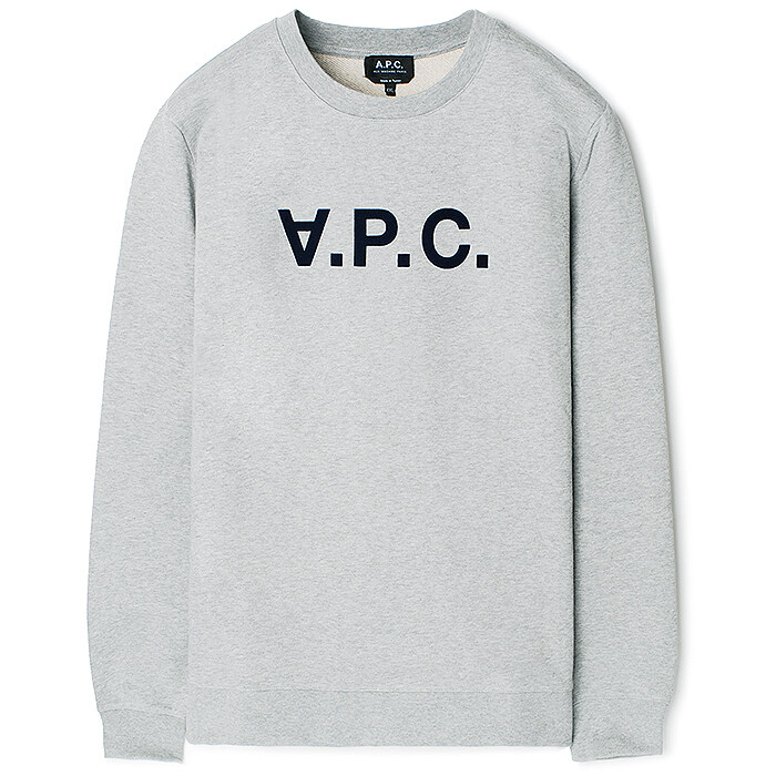 22SS 아페쎄 VPC 벨벳로고 맨투맨 그레이 COECQ H27378 PLA - A.P.C.