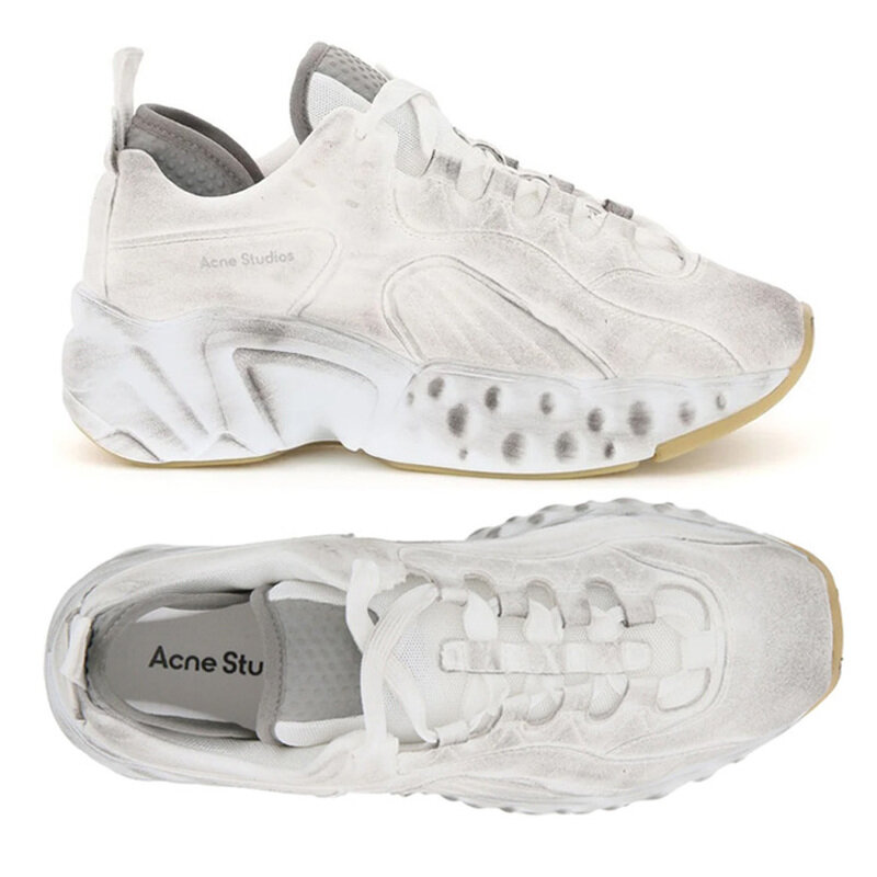 12주년 락어웨이 더티 레더 스니커즈 BD0128 100 - Acne Studios