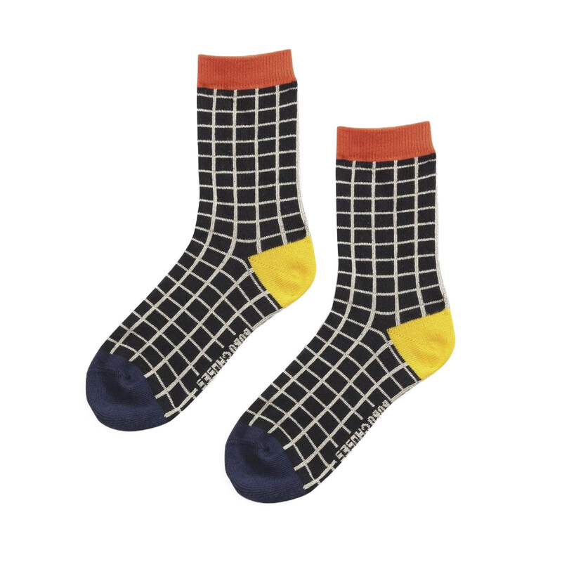 21FW 키즈 컬러블록 체크 삭스 블랙 221AI023 905 - Bobo Choses