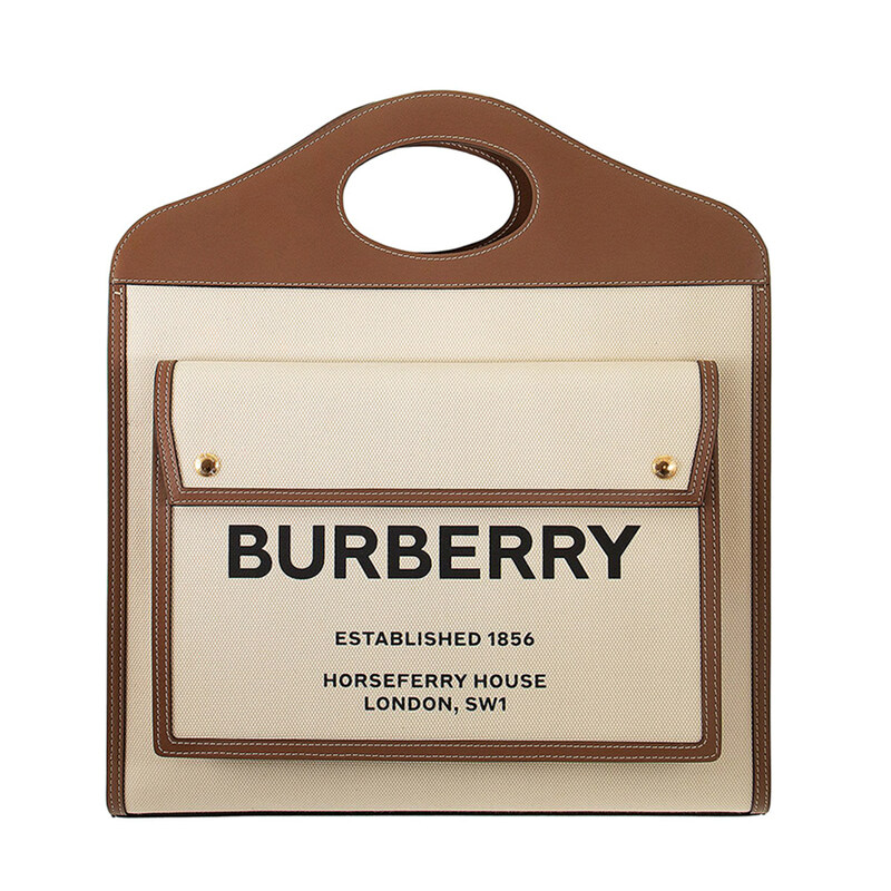 24SS 로고 미디움 포켓 토트백 네추럴/브라운 8039362 - Burberry