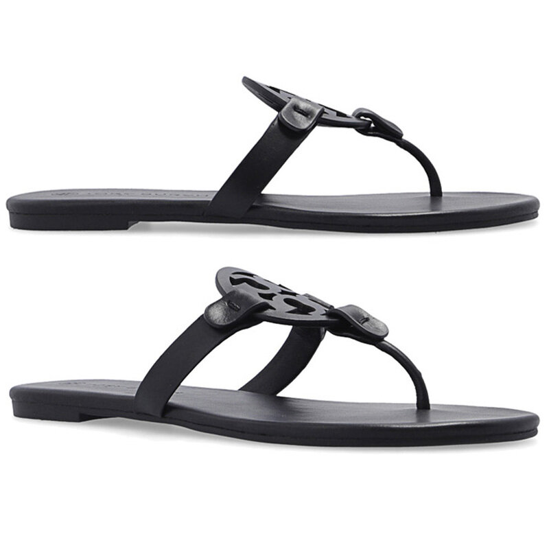 24SS 밀러 레더 플립플랍 블랙 90582 006 - Tory Burch