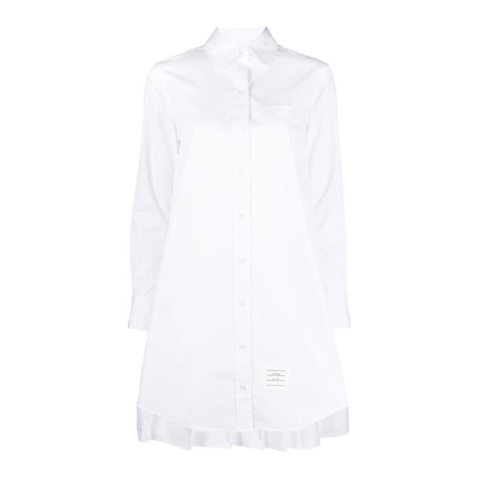 톰브라운 솔리드 포플린 플리츠백 셔츠 원피스 FDSD95A 03113 100 - Thom Browne