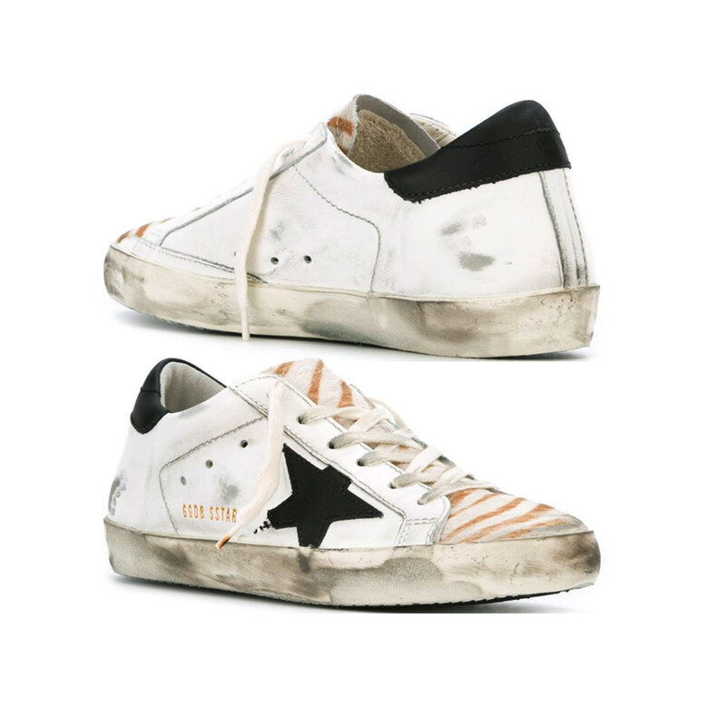 14주년 여성 슈퍼스타 지브라송치 스니커즈 G29WS590 F16 - Golden Goose