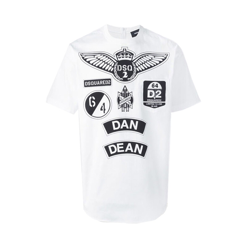 14주년 로고 패치 백지퍼 티셔츠 화이트 S74DL0936 100 - Dsquared2
