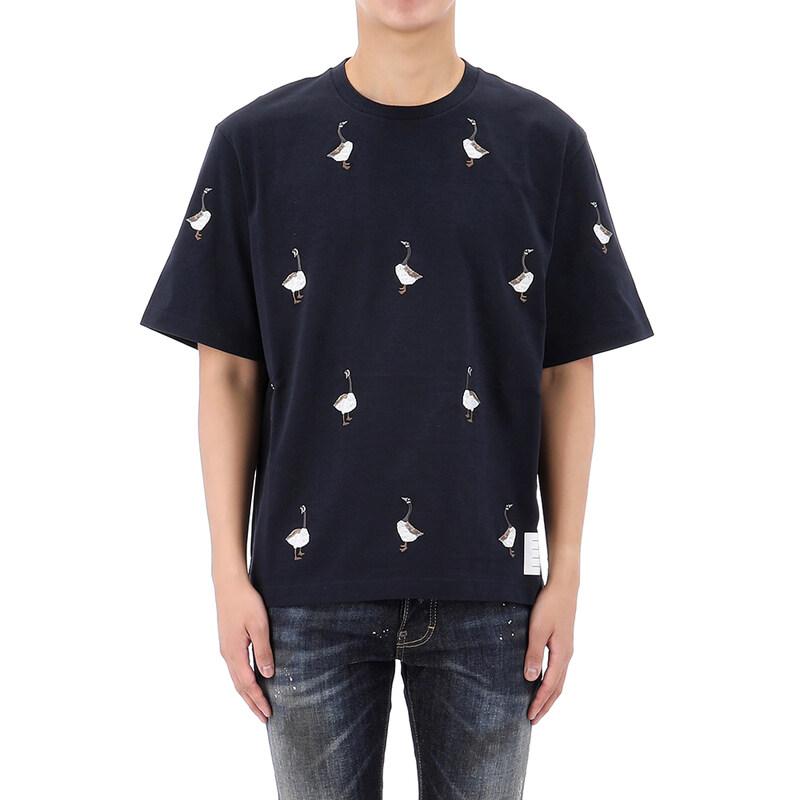 국내배송 톰브라운 구스 자수 반팔 티셔츠 MJS294E J0058 415 - Thom Browne