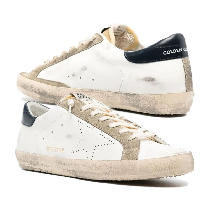25FW 슈퍼스타 퍼포레이트 스니커즈 화이트/네이비 GMF00360 F003184 81753 - Golden Goose