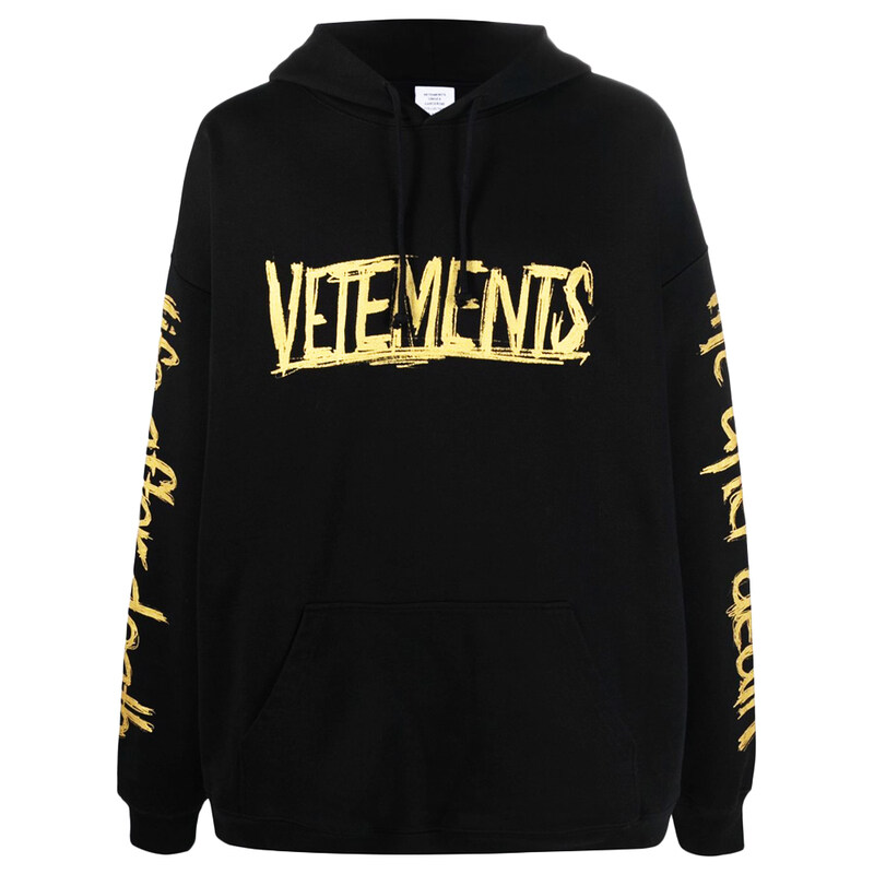 14주년 여성 골드 프린팅 후드티 블랙 UE52TR470G BLACK/GOLD - Vetements