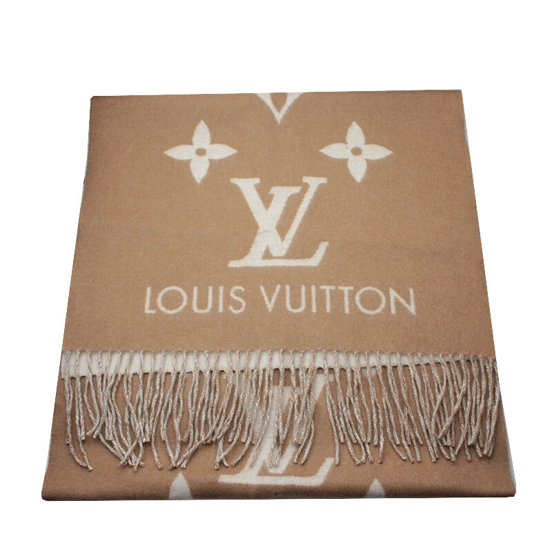 루이비통 베이지 캐시미어 프린지 스톨 머플러 - Louis Vuitton