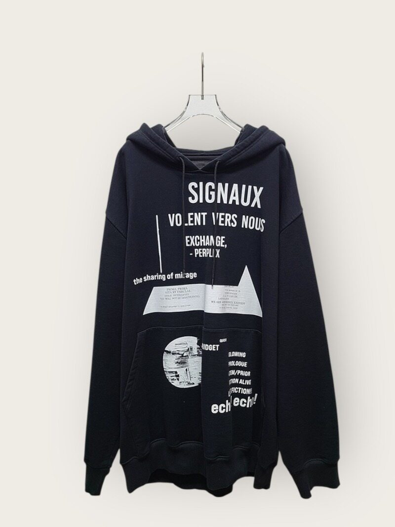 [중고명품/루이스잇] XL / 프라다 블랙 시그녹스 삼각로고 패치 후드 - Prada