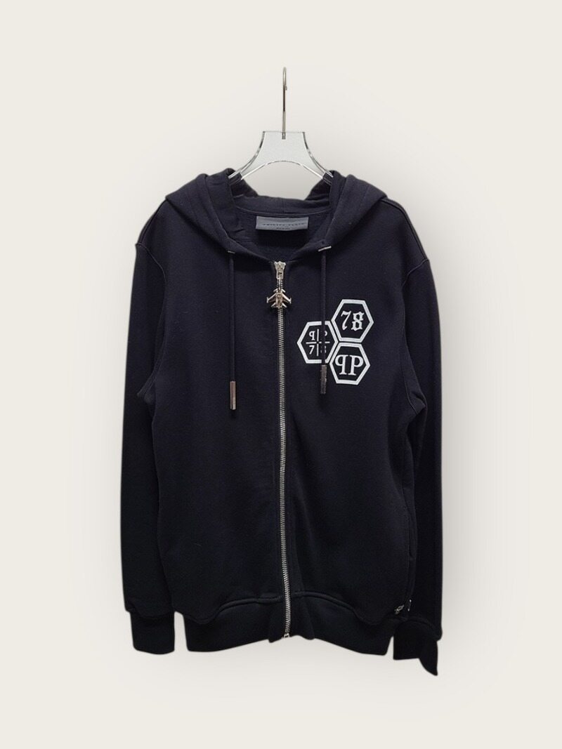 [중고명품/루이스잇] L / 필립플레인 블랙 빅 스컬 스와로브스키 키링 참 후드집업 - Philipp Plein