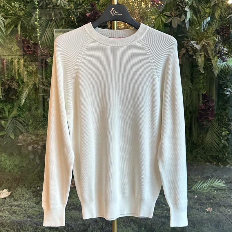 브루넬로 쿠치넬리 남성 니트 리브드 코튼 화이트 M29400100 CO312 - Brunello Cucinelli
