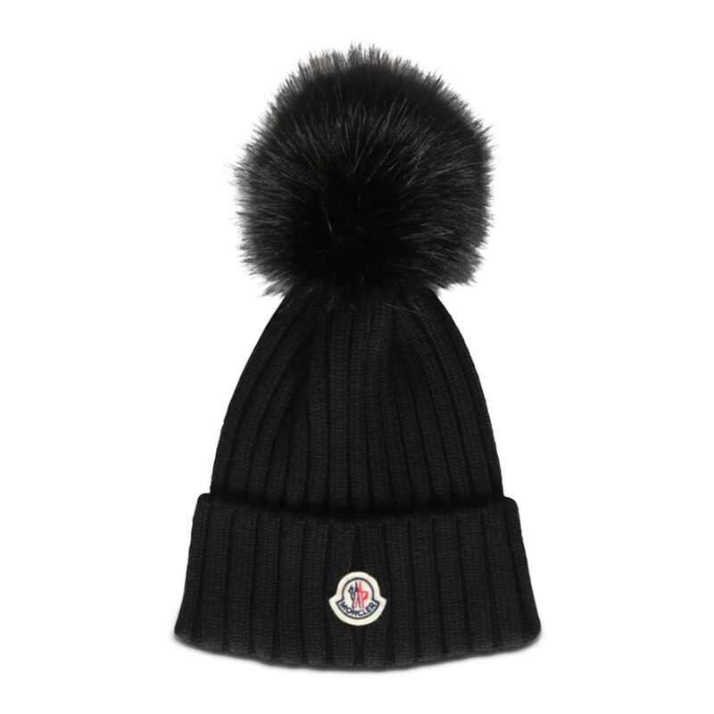 25FW 폼폼 립 니트 비니 블랙 3B000 64 M1131 999 - Moncler