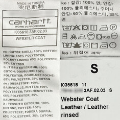 논현 더팩토리 25FW 칼하트 윕 WEBSTER 웹스터 캔버스 코트 레더 (I035618 3AF02) 썸네일 7