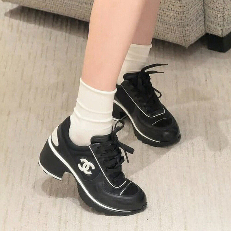 샤넬 25 NEW 믹스드파이버 여성 스니커즈 굽4CM 블랙  - Chanel