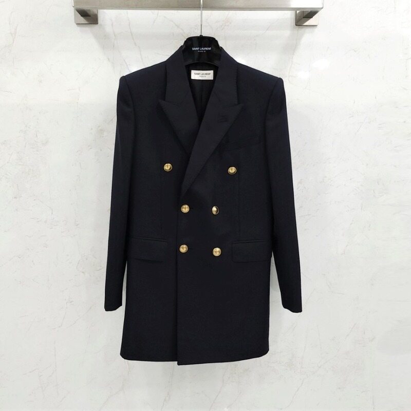 [럭스유] 34 / 생로랑 여성 스트라이프 더블 브레스티드 자켓 649084 - Saint Laurent