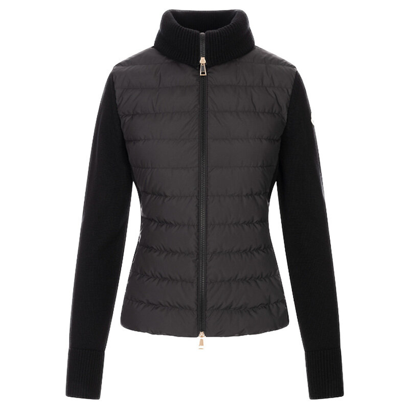몽클레어 25FW 로고 패치 니트 믹스 하이넥 집업 패딩 자켓 블랙 9B000 35 M1131 999 - Moncler