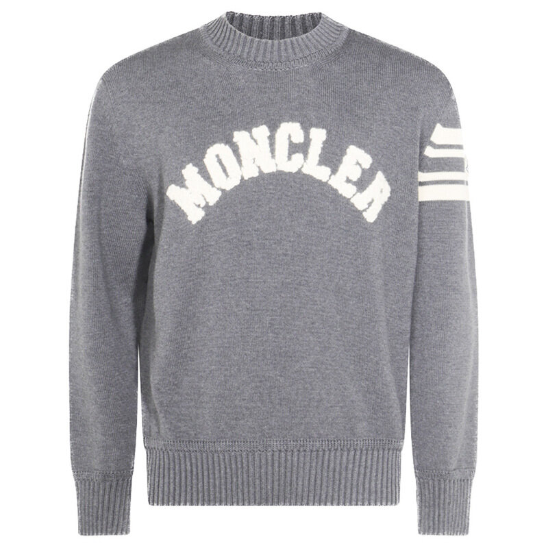 몽클레어 25FW 부클 레터링 로고 패치 니트 그레이 9C000 09 M1367 930 - Moncler