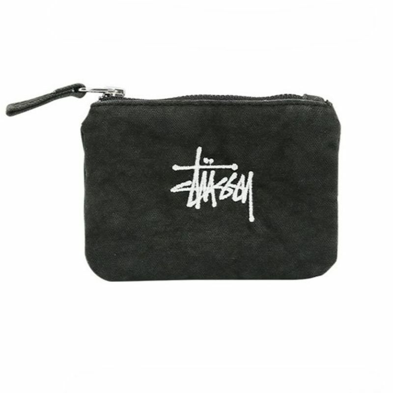 스투시 캔버스 코인 파우치 워시드 블랙 134256 - Stussy