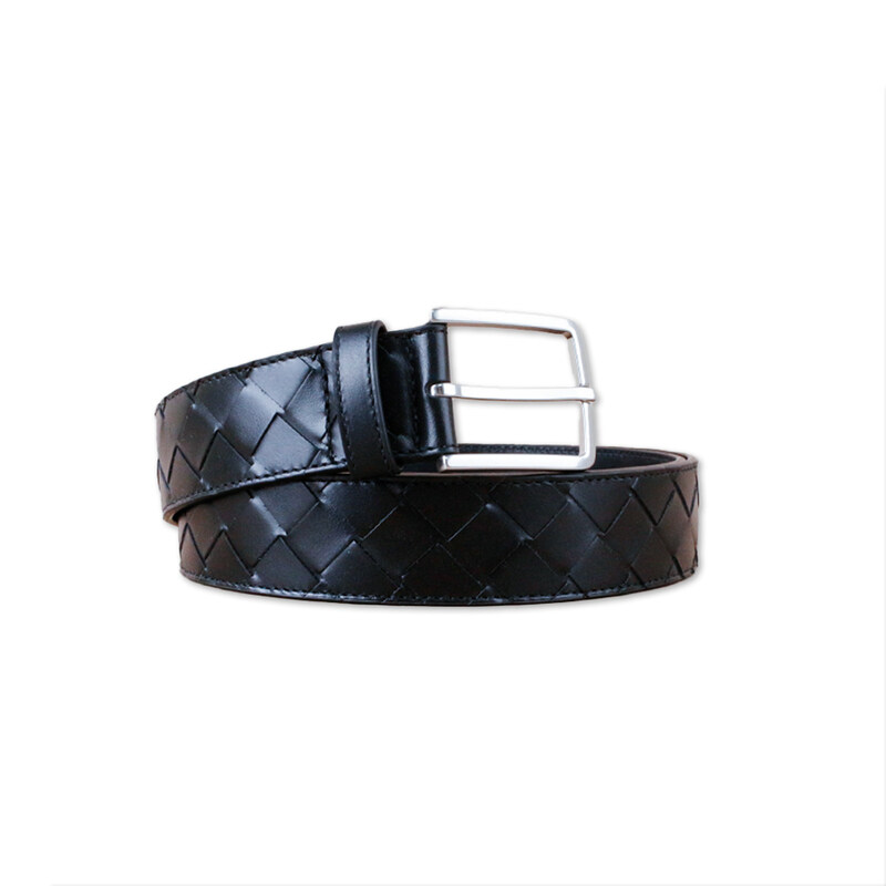 보테가베네타 인트레치아토 유광 레더 남성 벨트 블랙 609182 V3IM1 8803 - Bottega Veneta