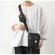 25FW 프라다 리나일론 사피아노 레더 남녀공용 숄더백 블랙 2VD043 2DMH F0002 썸네일 3