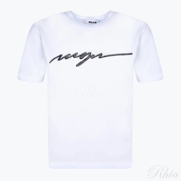 MSGM 스톤 로고 반팔 티셔츠 3641MDM134 247002 01 - MSGM
