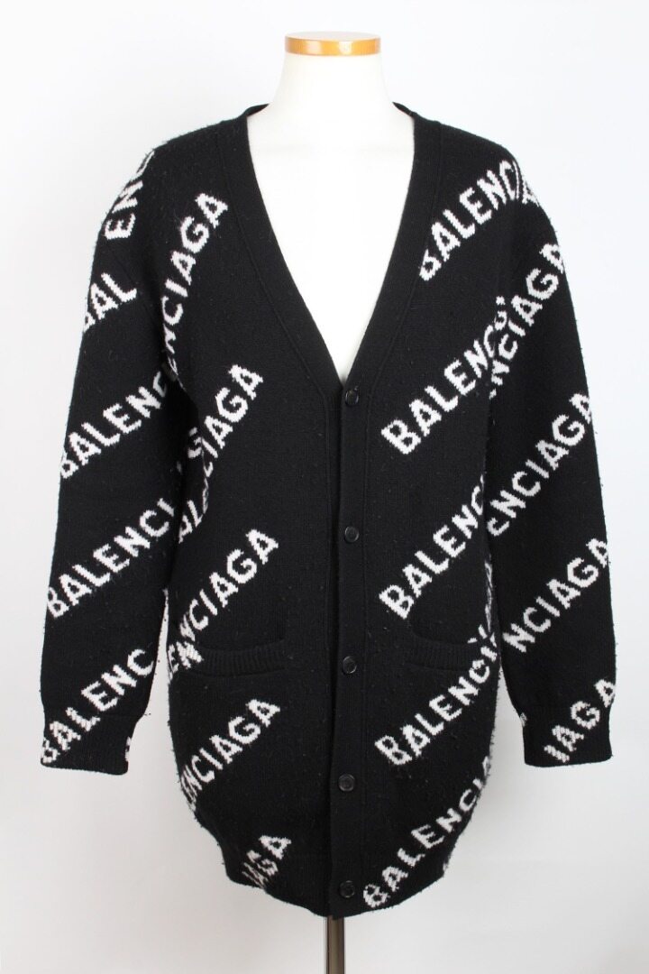 발렌시아가 올오버 로고 가디건 블랙 XS(95) - Balenciaga