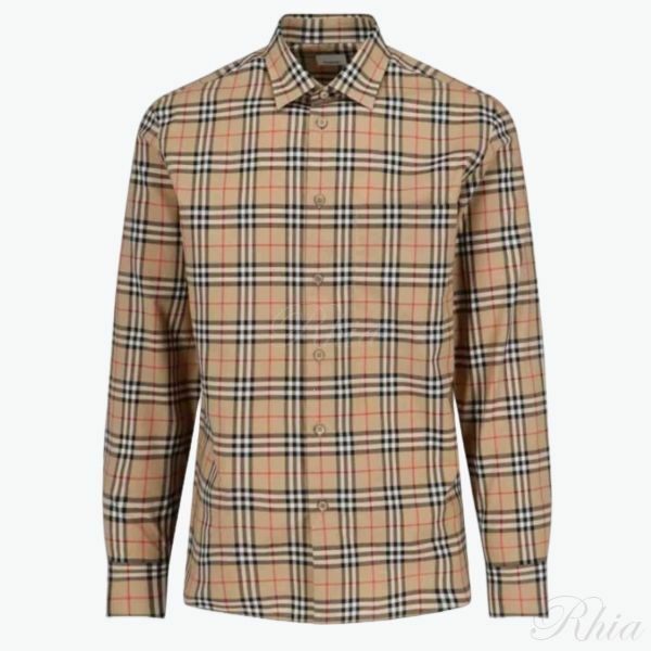 버버리 체크 코튼 셔츠 8070582 - Burberry