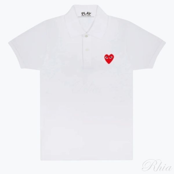 꼼데가르송 레드하트 와펜 반팔 카라티 AX T006 051 5 P1T006 AZ - Comme des Garcons