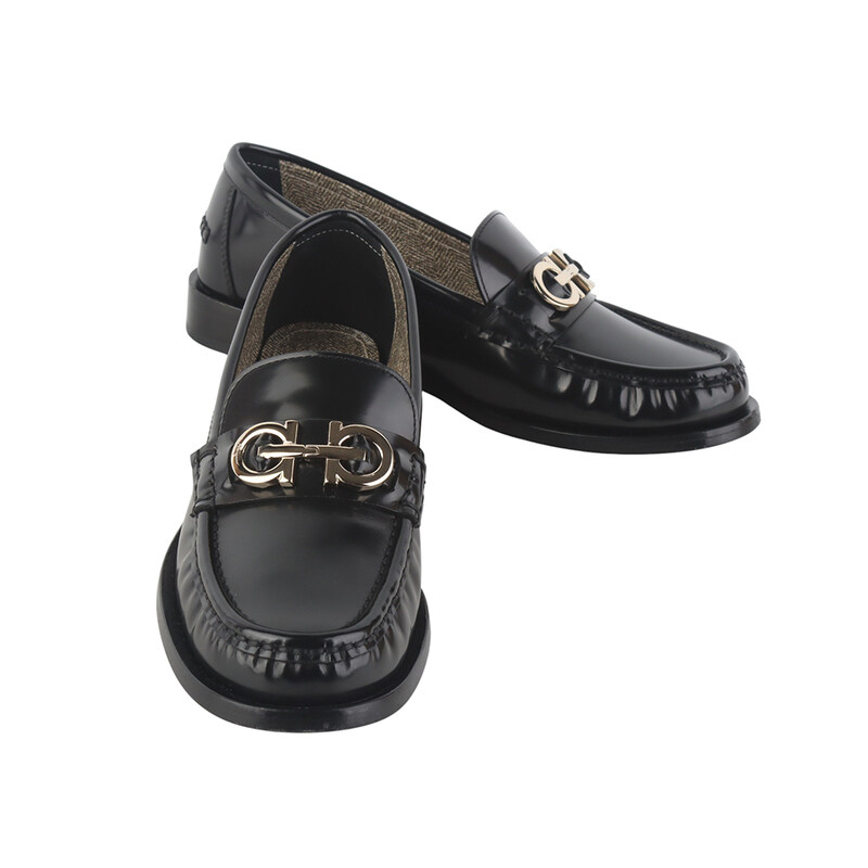 페라가모 0758079 오페리아 금장 간치니 로퍼 구두 5 1/2사이즈 B7209 - Salvatore Ferragamo