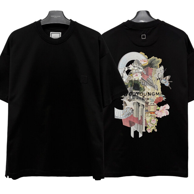 논현 더팩토리 25FW 우영미 시티 그래픽 로고 프린트 반팔티 / 블랙 (W253TS05 718B) - Wooyoungmi